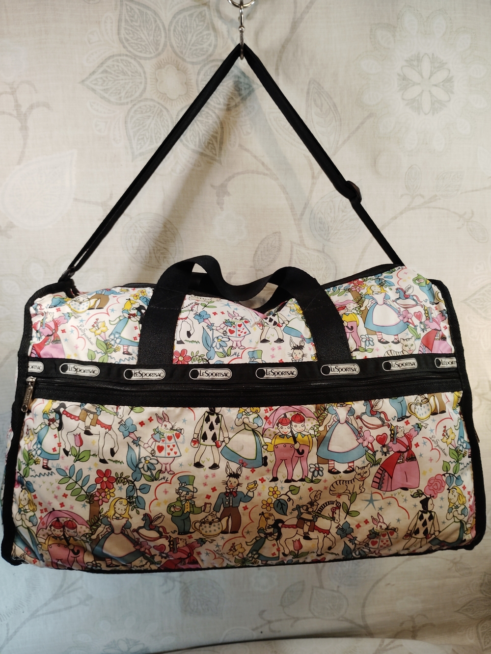 LeSportsac Alice In Wonderland Pink Patterned Travel Duffle Bag - Picture 6 of 9